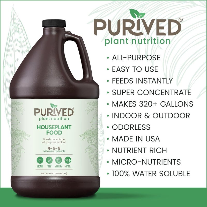 Purived 1gal All-Purpose Liquid Plant Fertilizer - Makes 320 Gallons, for Indoor Houseplants, All-Natural, Groundwater Safe, Made in USA - Image 2